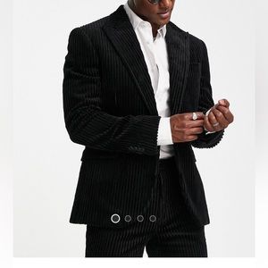 NWOT Asos Topman Black Corduroy Suit 34/28 XS